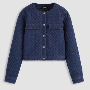 Cider‎ quilted denim button front collared jacket size medium